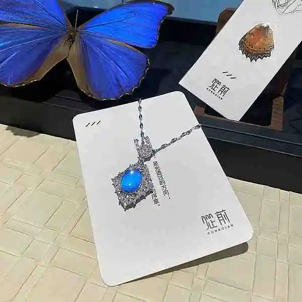 Elegant Handmade Real Morpho Butterfly Wing Necklace Sterling Silver Diamond-Shaped Pendant with White Zirconia and Waterproof Resin Coating Butterfly Aura