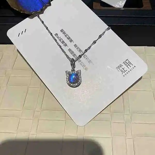 Handmade Real Morpho Butterfly Wing Necklace Sterling Silver Cat Pendant with White Zirconia and Tarnish Resistant Resin Coating Butterfly Aura