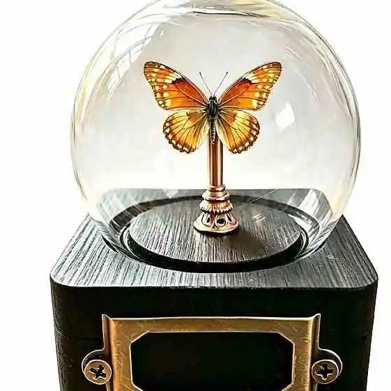 Personalized Real Butterfly Glass Dome with Custom Species Color Choice and Engraved Name Message Display Decor Butterfly Aura
