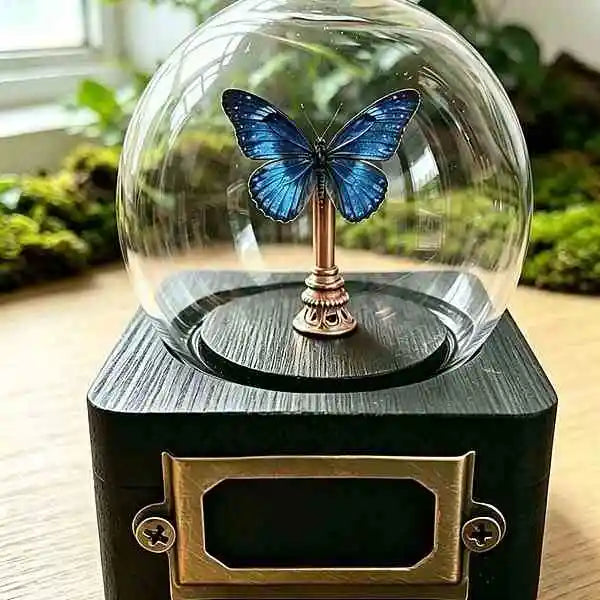 Personalized Real Butterfly Glass Dome with Custom Species Color Choice and Engraved Name Message Display Decor Butterfly Aura