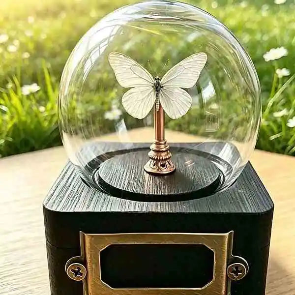 Personalized Real Butterfly Glass Dome with Custom Species Color Choice and Engraved Name Message Display Decor Butterfly Aura